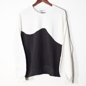 NEW Ganni Colorblock Sweatshirt Black White Graphic Size XL Scandi
